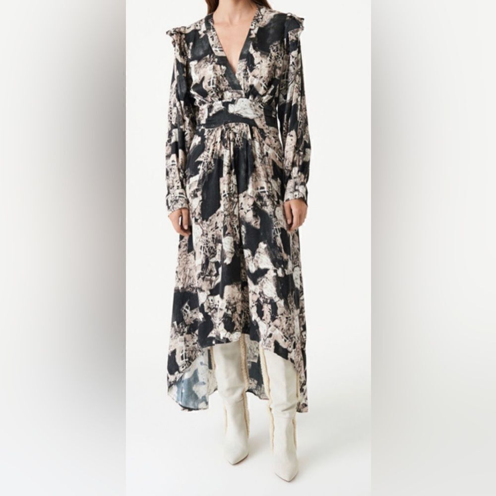 IRO
Nuna gathered printed satin-crepe midi dress NWOT Size 6